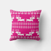 ソーセージドッグフェアアイルホリデードキシードコーピンク クッション (裏面)