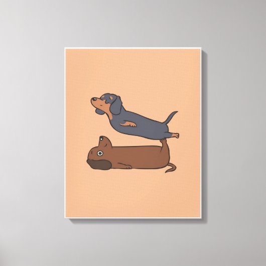 ソーセージドッグ写真 |かわいい犬 キャンバスプリント (正面)