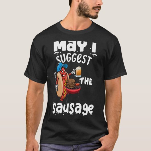 ソーセージ女性のソーセージグルメロを提案する Tシャツ (正面)