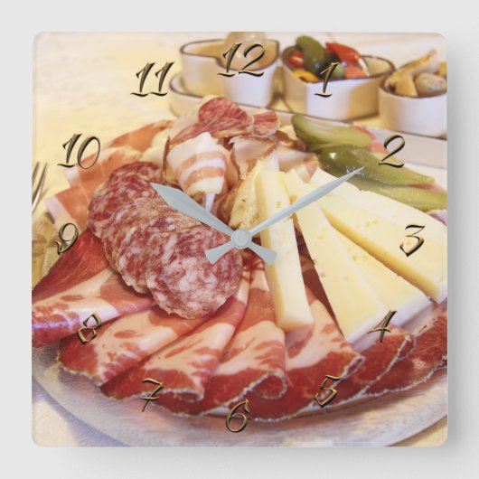 ソーセージ屋 スクエア壁時計 (正面)