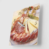 ソーセージ屋 スクエア壁時計 (傾斜)