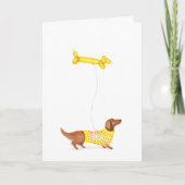 ソーセージ犬のバルーンバースデーカードとダシュント カード (正面)