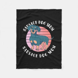 ソーセージ犬のママ フリースブランケット