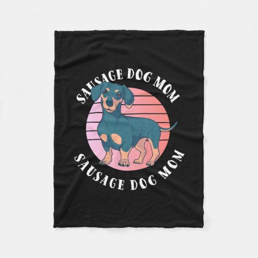 ソーセージ犬のママ フリースブランケット (正面)