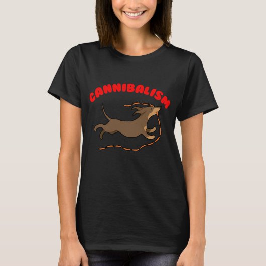 ソーセージ犬の共食い Tシャツ (正面)
