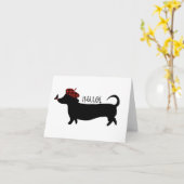 ソーセージ犬カード カード (黄色い花)