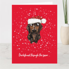 ソーセージ犬クリスマスカードのダシュント サンキューカード