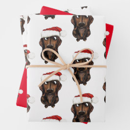 ソーセージ犬クリスマスラッピング紙 ラッピングペーパーシート