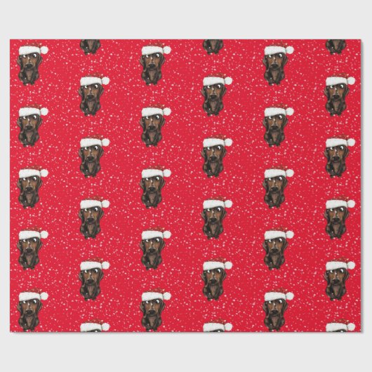 ソーセージ犬クリスマスラッピング紙 ラッピングペーパー (フラット)