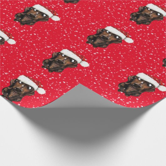 ソーセージ犬クリスマスラッピング紙 ラッピングペーパー (角)