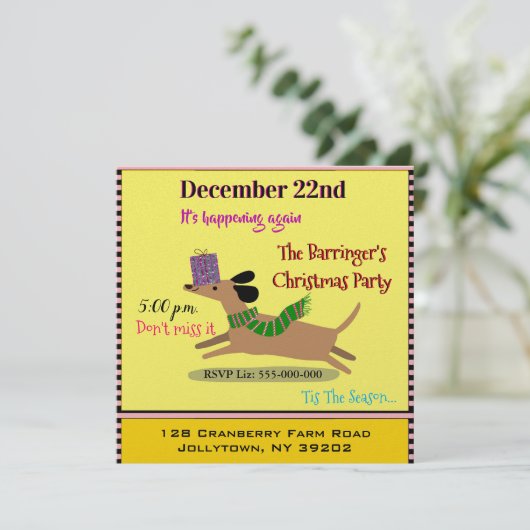 ソーセージ犬ハッピークリスマスパーティー 招待状 (スタンド正面)