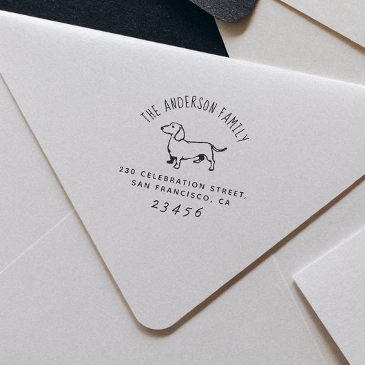 ソーセージ犬 |ファミリカスタムー名と差出人住所 セルフインキングスタンプ