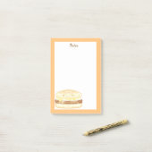 ソーセージ、卵、チーズサンドイッチ ポストイット (デスク上)