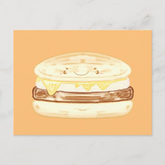 ソーセージ、卵、チーズサンドイッチ ポストカード (正面)