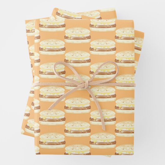 ソーセージ、卵、チーズサンドイッチ ラッピングペーパーシート (インサイチュ)