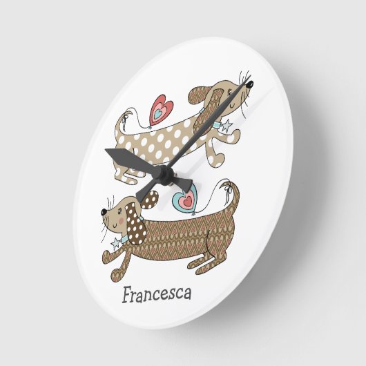 ソーセーパーソナライズされたジ·ドッグ·ダクシュントの壁掛け時計 ラウンド壁時計 (傾斜)