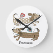 ソーセーパーソナライズされたジ·ドッグ·ダクシュントの壁掛け時計 ラウンド壁時計 (正面)