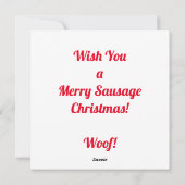 ソーセーメリージクリスマスドッグスノーグローブ シーズンカード (裏面)