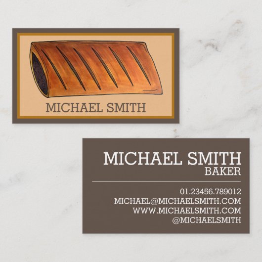 ソーセー転がジブリティッシュフードセイボリーパティシシェフカフェ 名刺 (正面/裏面)