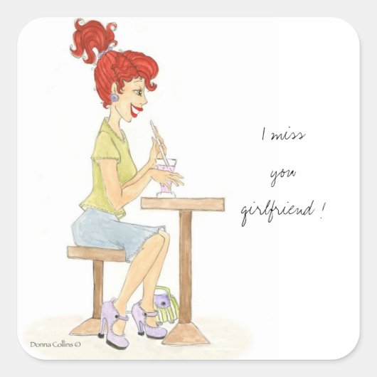 ソーダガールステッカー スクエアシール (正面)