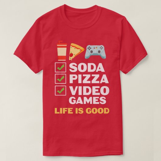 ソーダピザビデオゲーム Tシャツ (デザイン正面)
