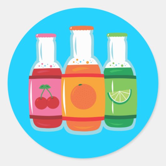 ソーダポップ・アートのボトル ラウンドシール (正面)