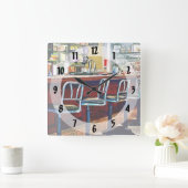 ソーダ噴水付き菓子店 スクエア壁時計 (ホーム)