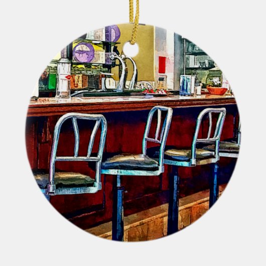 ソーダ噴水付き菓子店 セラミックオーナメント (正面)