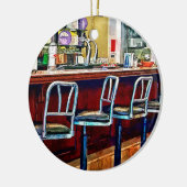 ソーダ噴水付き菓子店 セラミックオーナメント (左)