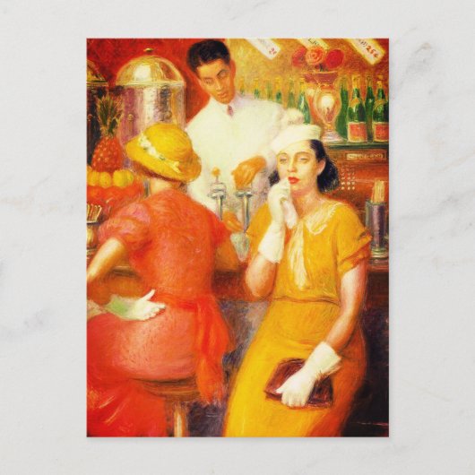 ソーダ噴水 – ウィリアム・グラックス(1935) ポストカード (正面)