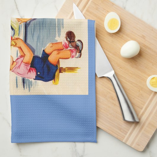 ソーダ泉で愛らしい子供たち キッチンタオル (四つ折り)