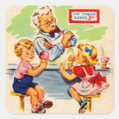 ソーダ泉で愛らしい子供たち スクエアシール (正面)