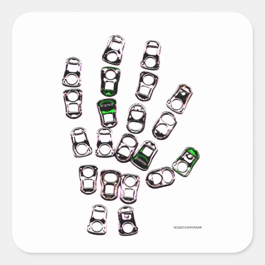 ソーダ缶タブの手を引く スクエアシール (正面)