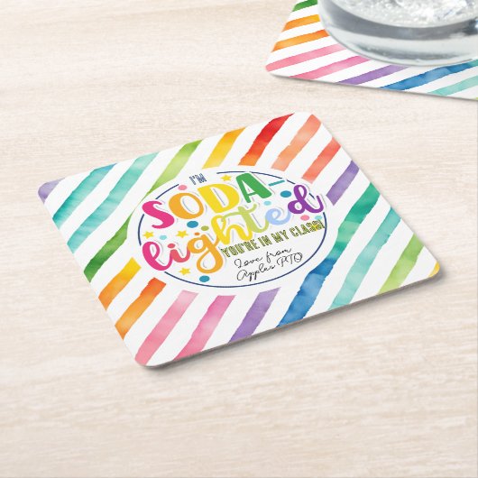 ソーダ – 軽い感謝のスクエアステッカー スクエアペーパーコースター (アングル)