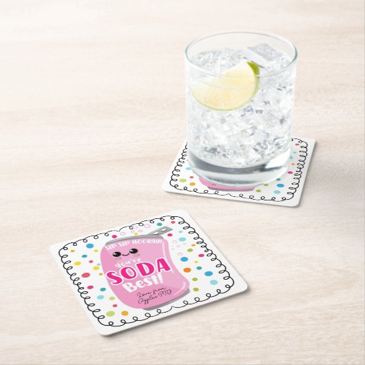 ソーダ – 軽い感謝のスクエアステッカー スクエアペーパーコースター (インサイチュ)