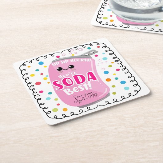 ソーダ – 軽い感謝のスクエアステッカー スクエアペーパーコースター (アングル)