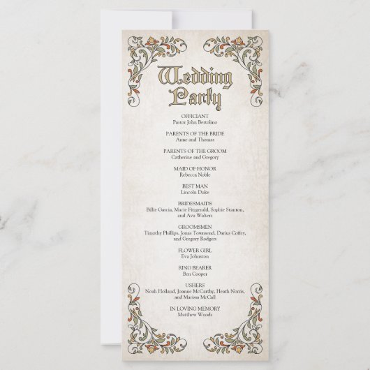 ソードゲーマーファンタジー結婚式 プログラム (裏面)