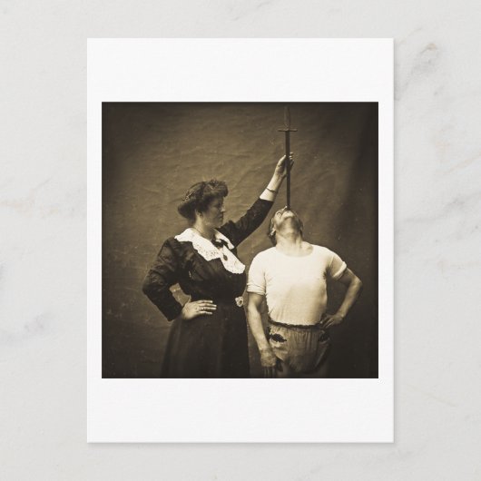 ソードスワローファーと妻ヴィンテージサイドショーフリーク ポストカード (正面)
