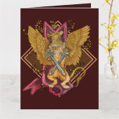 ソード付き神秘的なグリフィン誕生日カード カード (黄色い花)