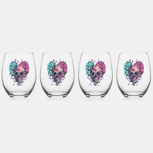 ソーニーハートスカル ステムなしワイングラス (正面)