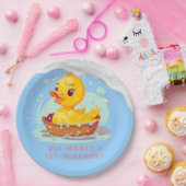 ソーピーイエローラバーダックガール1st誕生日パーティー ペーパープレート (パーティー)