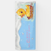 ソーピーイエローラバーダックガール1st誕生日パーティー 横断幕 (縦)