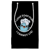 ソープのダジャレが好きです。嘘はつけません。面白いダジャレ 黒背景 スモールペーパーバッグ (正面)