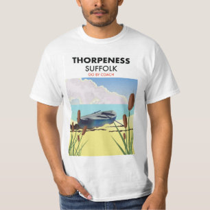 ソープネス サフォーク ヴィンテージ ビーチ ポスター。ツートン Tシャツ