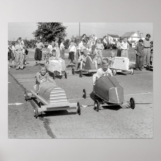 ソープボックスダービー、1940年。ヴィンテージ写真 ポスター (正面)