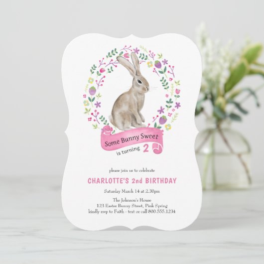 ソームバニースイートガールかわいらし誕生日 招待状 (スタンド正面)