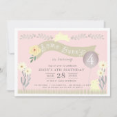 ソームバニーパステルピンクガール誕生日 招待状 (正面)