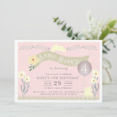 ソームバニーパステルピンクガール誕生日 招待状 (スタンド正面)