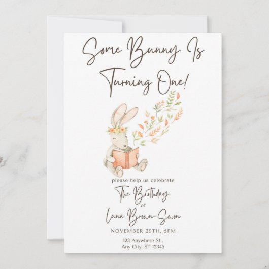 ソームバニー誕生日招待状 招待状 (正面)