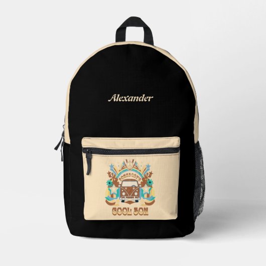 ソームボデクールスソンヴィンテージカーレトロ80sヴィベ プリントバックパック (正面)